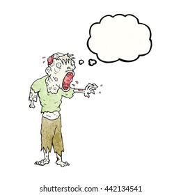 freehand drawn thought bubble textured cartoon zombie