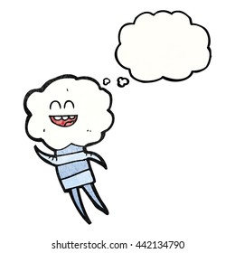 freehand drawn thought bubble textured cartoon cute cloud head creature