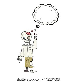 freehand drawn thought bubble textured cartoon zombie