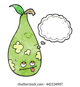 freehand drawn thought bubble textured cartoon pear