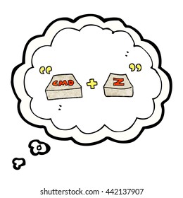 freehand drawn thought bubble textured cartoon command Z function