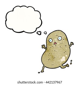 freehand drawn thought bubble textured cartoon potato running