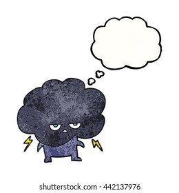 freehand drawn thought bubble textured cartoon raincloud