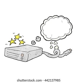 freehand drawn thought bubble textured cartoon computer hard drive