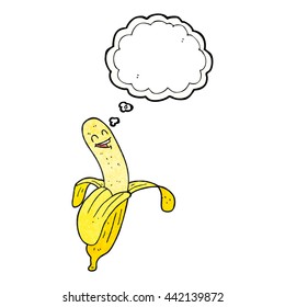 freehand drawn thought bubble textured cartoon banana