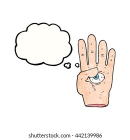 dibujo a mano libre burbuja textura caricatura mano espeluznante con ojo