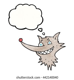 dibujo a mano libre burbuja textura caricatura sonriente cara de lobo