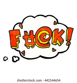 freehand drawn thought bubble textured cartoon swearword