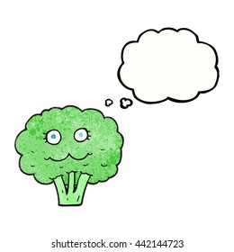 freehand drawn thought bubble textured cartoon broccoli