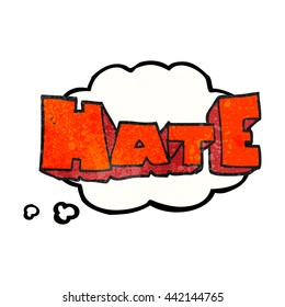 freehand drawn thought bubble textured cartoon word Hate