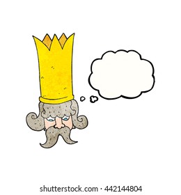 freehand drawn thought bubble textured cartoon king with huge crown