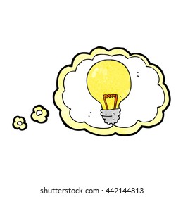 burbuja de pensamiento dibujada a mano libre texturando bombilla de caricatura