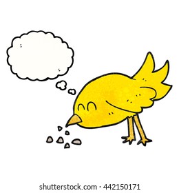 burbuja de pensamiento dibujada a mano libre textura pájaro picotear semillas