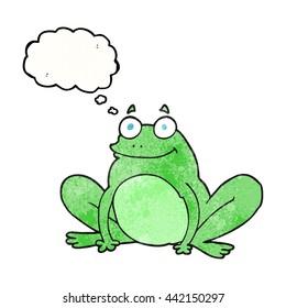 freehand drawn thought bubble textured cartoon happy frog