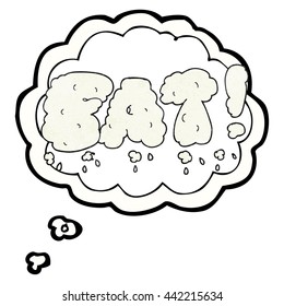 símbolo de grasa de caricatura texturada con burbuja de pensamiento dibujado a mano libre