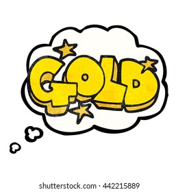 freehand gezeichnete Gedankenblase strukturierte Cartoon-Wort Gold