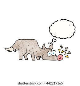 freehand drawn thought bubble textured cartoon dog sniffing 