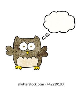 freehand drawn thought bubble textured cartoon owl