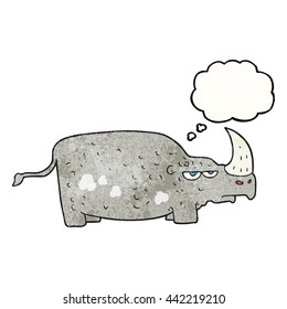 freehand drawn thought bubble textured cartoon rhino
