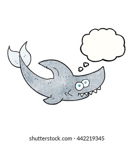 freehand drawn thought bubble textured cartoon shark