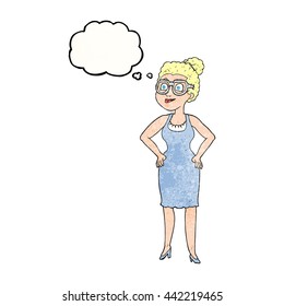 freehand gezeichnete Denkblase strukturierte Cartoon-Frau mit Brille