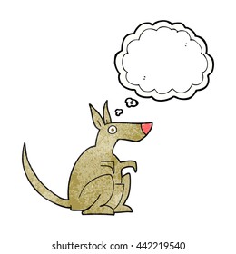 freehand drawn thought bubble textured cartoon kangaroo