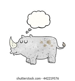 freehand drawn thought bubble textured cartoon rhino
