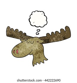 freehand drawn thought bubble textured cartoon moose