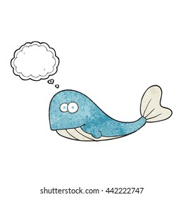 freehand drawn thought bubble textured cartoon whale