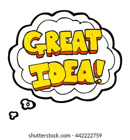 freehand gezeichnete Gedankenblase strukturierter Cartoon GREAT IDEA Symbol