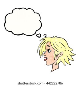 dibujo a mano libre burbuja textura caricatura cara femenina feliz