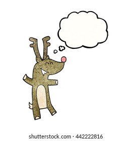 freehand drawn thought bubble textured cartoon reindeer