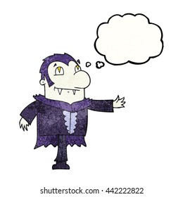 freehand drawn thought bubble textured cartoon vampire