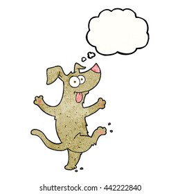 freehand drawn thought bubble textured cartoon dancing dog