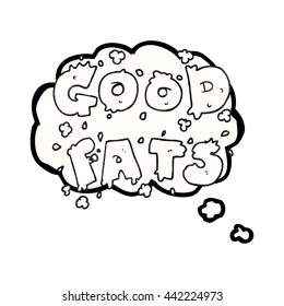 freehand drawn thought bubble textured cartoon good fats sign