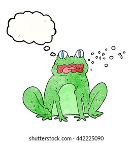 freehand drawn thought bubble textured cartoon burping frog