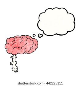 freehand drawn thought bubble textured cartoon brain
