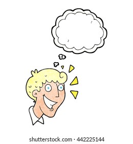 freehand drawn thought bubble textured cartoon excited man