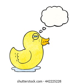 freehand drawn thought bubble textured cartoon rubber duck