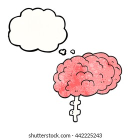 freehand drawn thought bubble textured cartoon brain