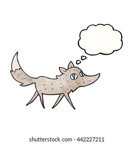 viñeta de textura de burbuja de pensamiento dibujada a mano libre lobo pequeño