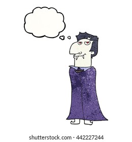 freehand drawn thought bubble textured cartoon vampire
