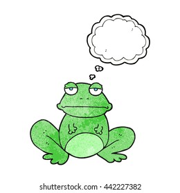 rana de dibujos animados con textura de burbuja de pensamiento dibujada a mano libre