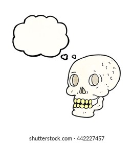 burbuja de pensamiento dibujada a mano libre textura caricatura cráneo de halloween