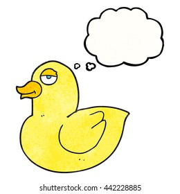 freehand drawn thought bubble textured cartoon duck