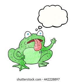 freehand drawn thought bubble textured cartoon frog