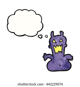 freehand drawn thought bubble textured cartoon little alien