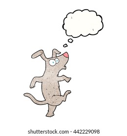 freehand drawn thought bubble textured cartoon dancing dog