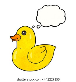 freehand drawn thought bubble textured cartoon rubber duck