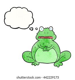 freehand drawn thought bubble textured cartoon frog